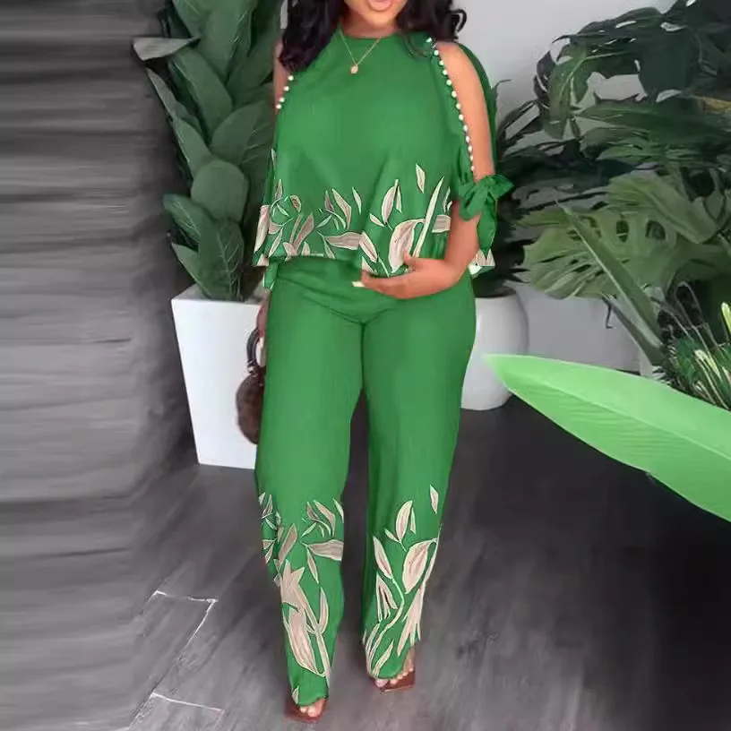 2024 весенне-летний модный новый комплект с принтом женский свободный