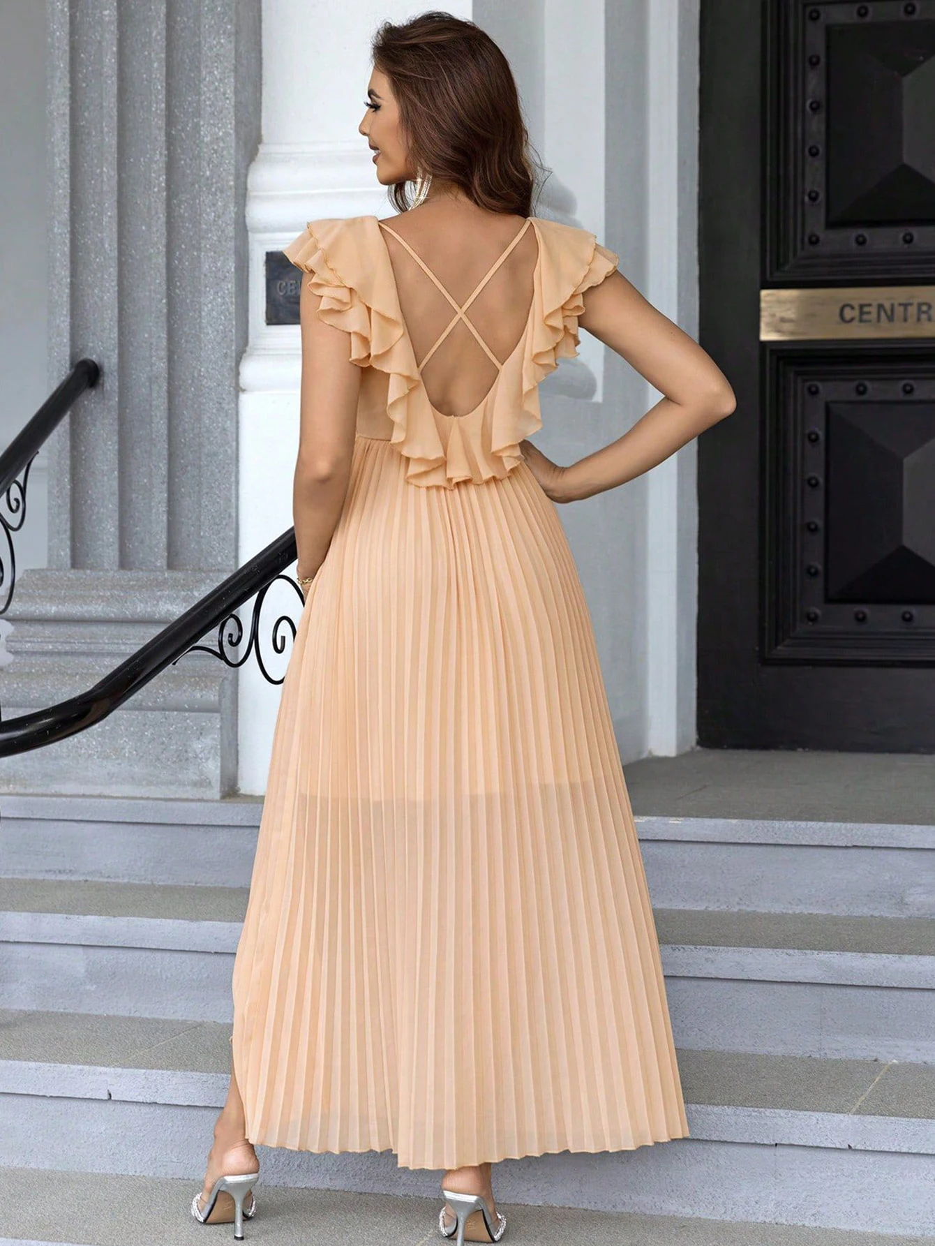 Женское длинное платье с открытой спиной Элегантное повседневное макси со