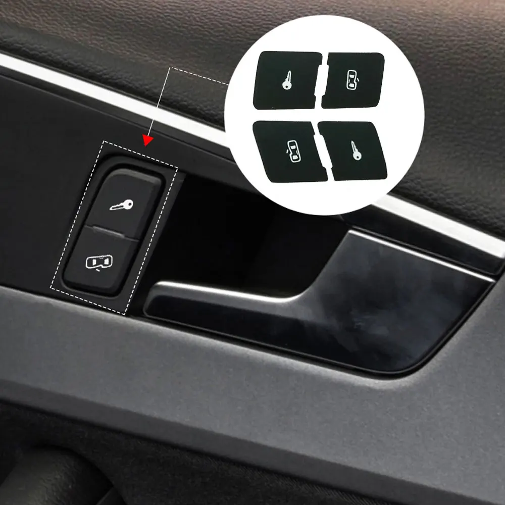 Наклейки для ремонта кнопок управления замком двери автомобиля Matte Black New Left+Right для Audi A3L.