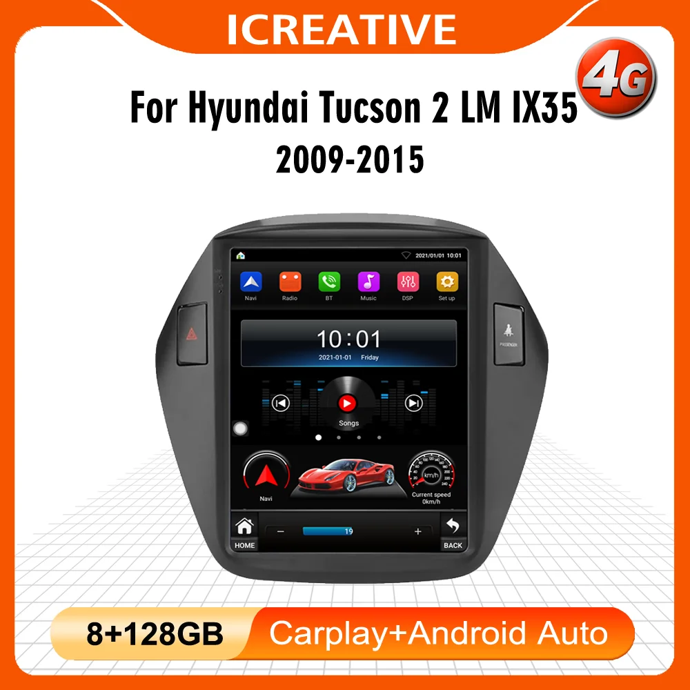 2 Din Tesla Vertical Car Radio For Hyundai Tucson 2 LM IX35 2009-2015 Android 4G Carplay GPS Navigation Multimedia Player Stereo