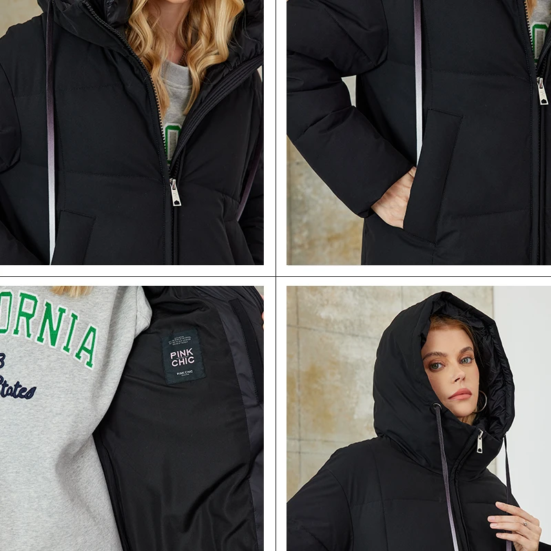 Женский зимний пуховик с капюшоном