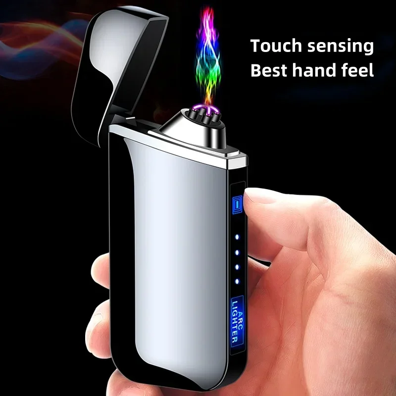 2024 Новая металлическая ветрозащитная электрическая зажигалка с двойной дугой