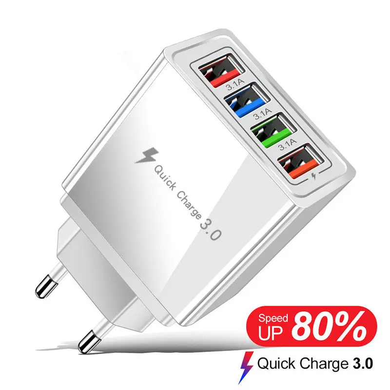 Сетевой адаптер с 4 USB-портами 3 1 А совместим iPhone/Android |