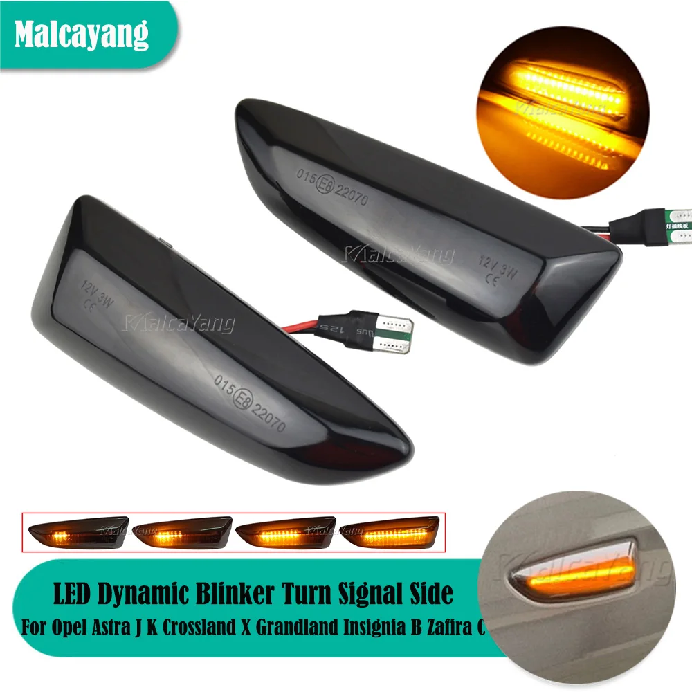 

For Opel Vauxhall Astra J K Crossland X Grandland Insignia B Zafira C 2x LED Dynamic Blinker Turn Signal Side Marker Light