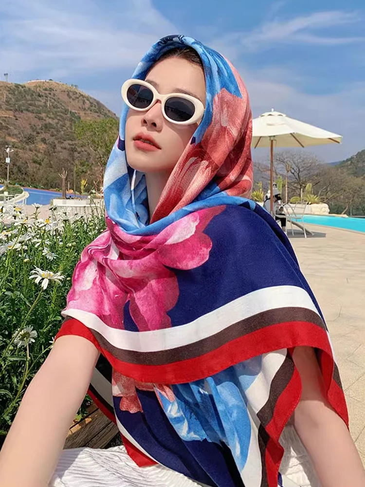 Женский бархатный ретро-шарф элегантный теплый платок с цветочным принтом