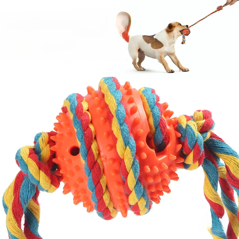 

TPR Dogs Toys Cotton Rope Bite-resistant Toothbrush Chew Toy for Small Medium Large Dog Interactive Toys Tug of War Game