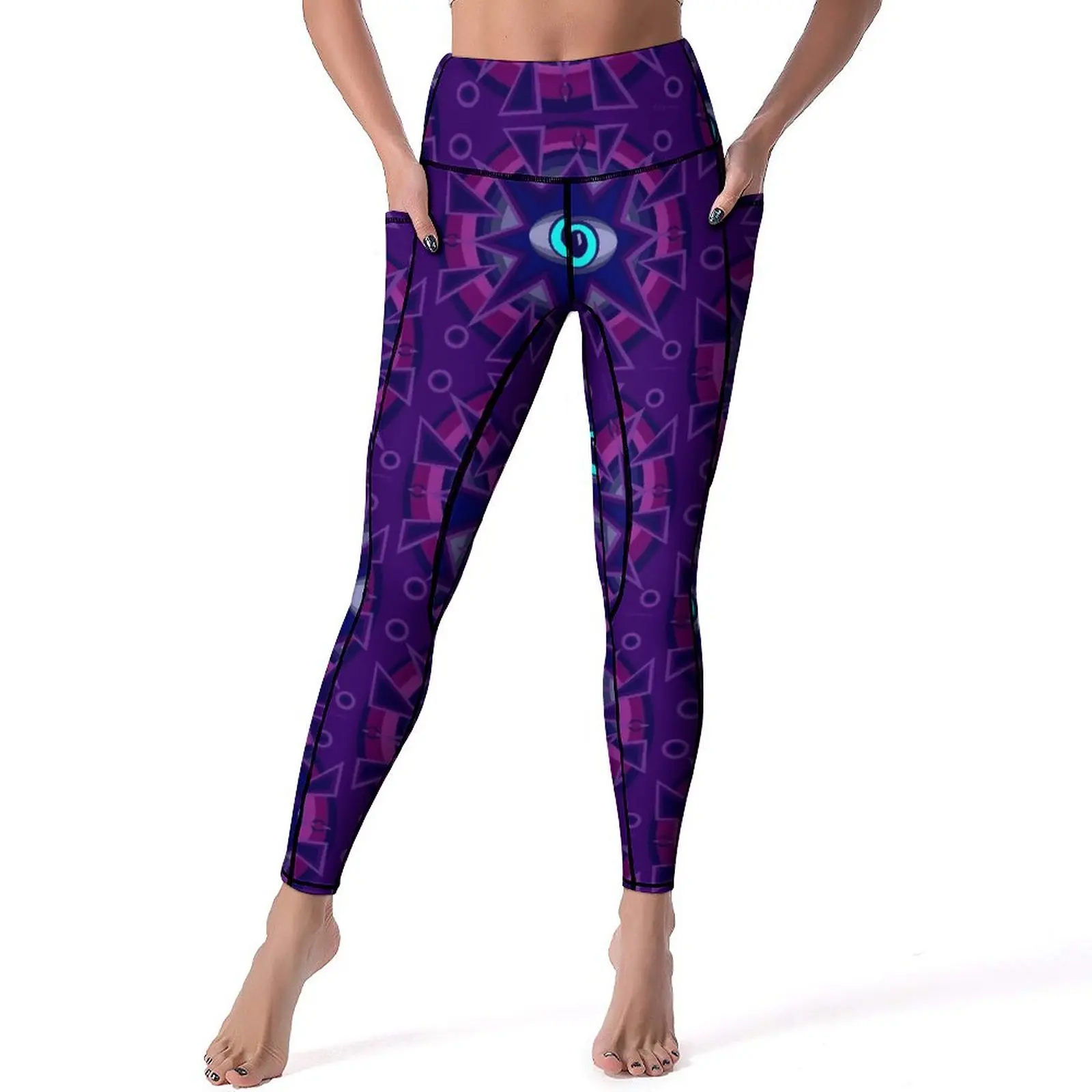 

Evil Eye Leggings Abstract Eyes Print High Waist Yoga Pants Novelty Elastic Yoga Legging Female Workout Gym Sports Tights