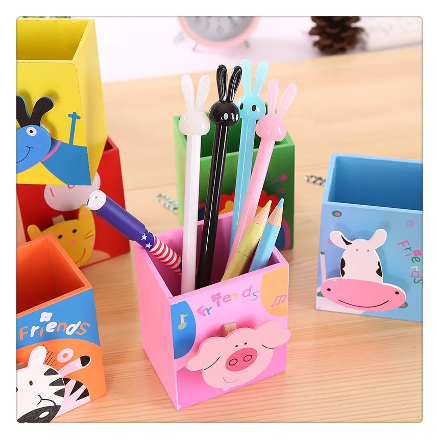 Коробка для хранения в офисе Cartoon Animal Square Pen Holder Creative Cute Multifunctional Student School Supplies Prizes on.
