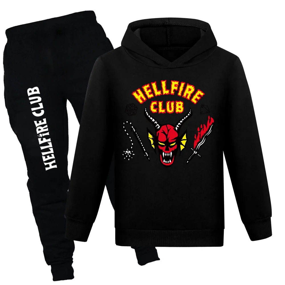 

Kids Clothes Set 2-16Yrs Stranger Things 4 Cartoon Hellfire Club Hoodies Set Boys Girls Long Sleeve Sweatshirt Pants 2Pcs Outfit