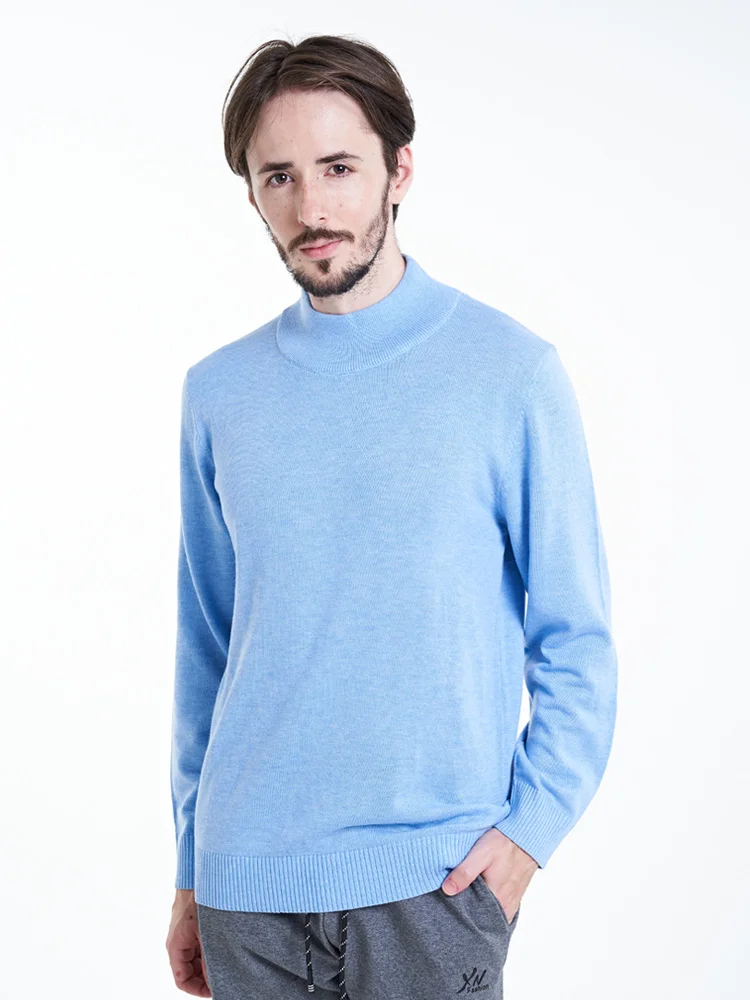 

Мужской трикотажный свитер с ложным воротником и длинным рукавом