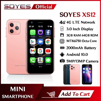 SOYES XS12 Mini 4G Smartphone Android 10 Dual Sim Octa Core 13MP Camera WIFI Bluetooth FM Hotspot GPS 3.0 Inch Little Cellphone 1