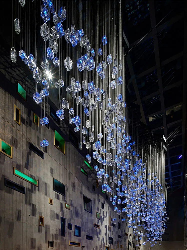 Подвеска в виде Куба с кристаллами для гостиницы гостиной хрустальное освещение