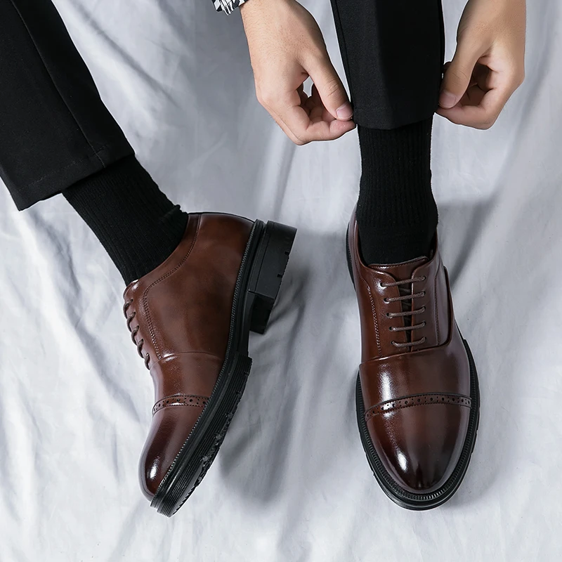 

Luxury Men's Platform Leather Oxford Formal Leather Shoes Men Fashion Trend Handmade Men's Moccasins Casual Mens Hot Sale Shoes