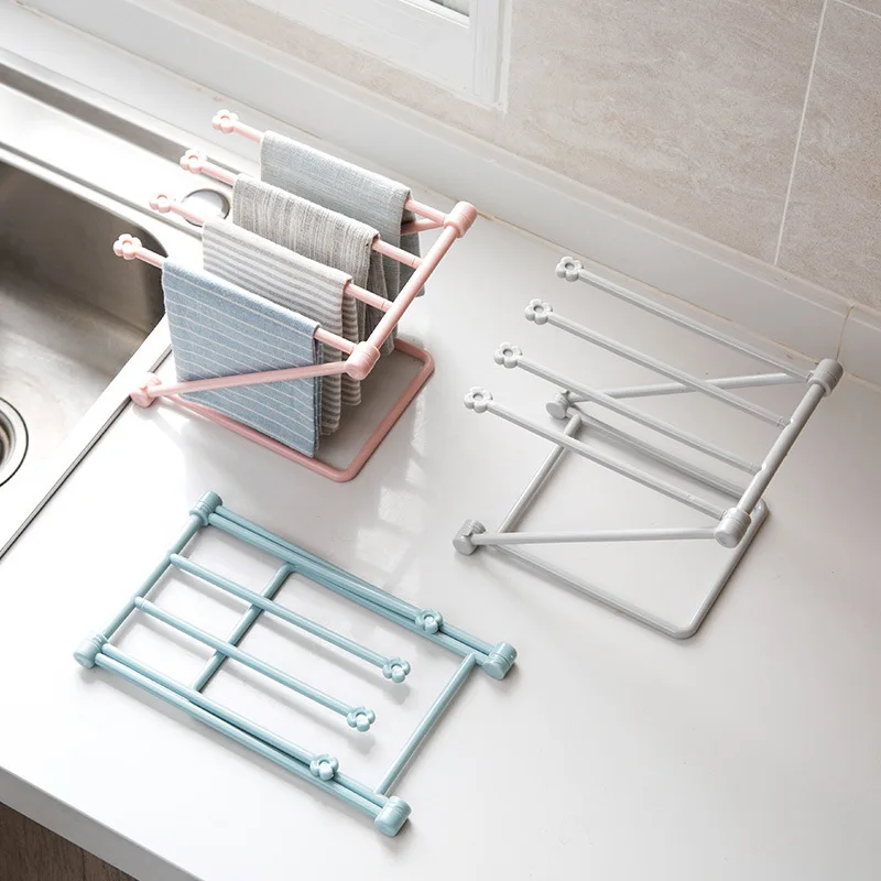 

No Punching Foldable Kitchen Dish Cloth Sponge Storage Drain Rack Household Products Accessories