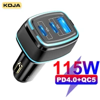 115w usb car charger quick charge 4 0 5 0 pps with led pd type c fast charging adapter for ipad iphone 11 12 xiaomi mobile phone