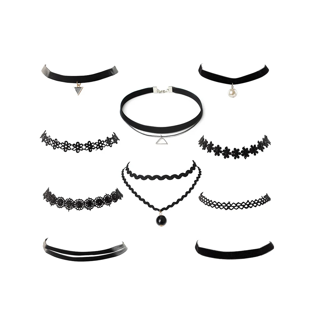 

12pcs Choker Necklace Classic Gothic Charm Collar Womens Chokers Vintage Neck Chain Clavicle for Ladies Costume Party