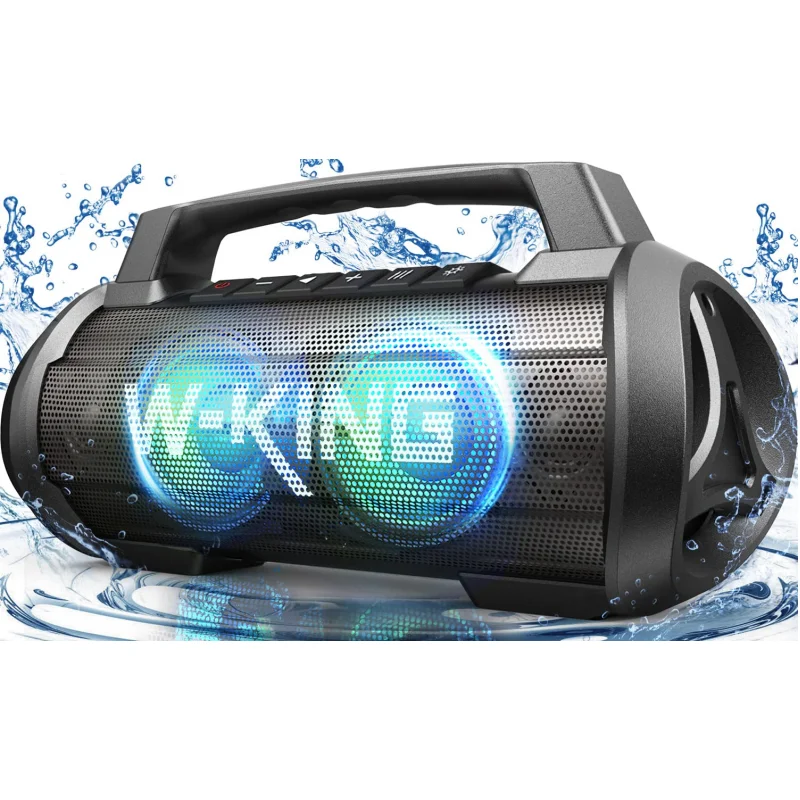 

W-KING D10 Portable Bluetooth Speakers 70W Waterproof Boombox Bass/Hi-Fi Audio Large Outdoor Speaker with Party Lights/Mic Port