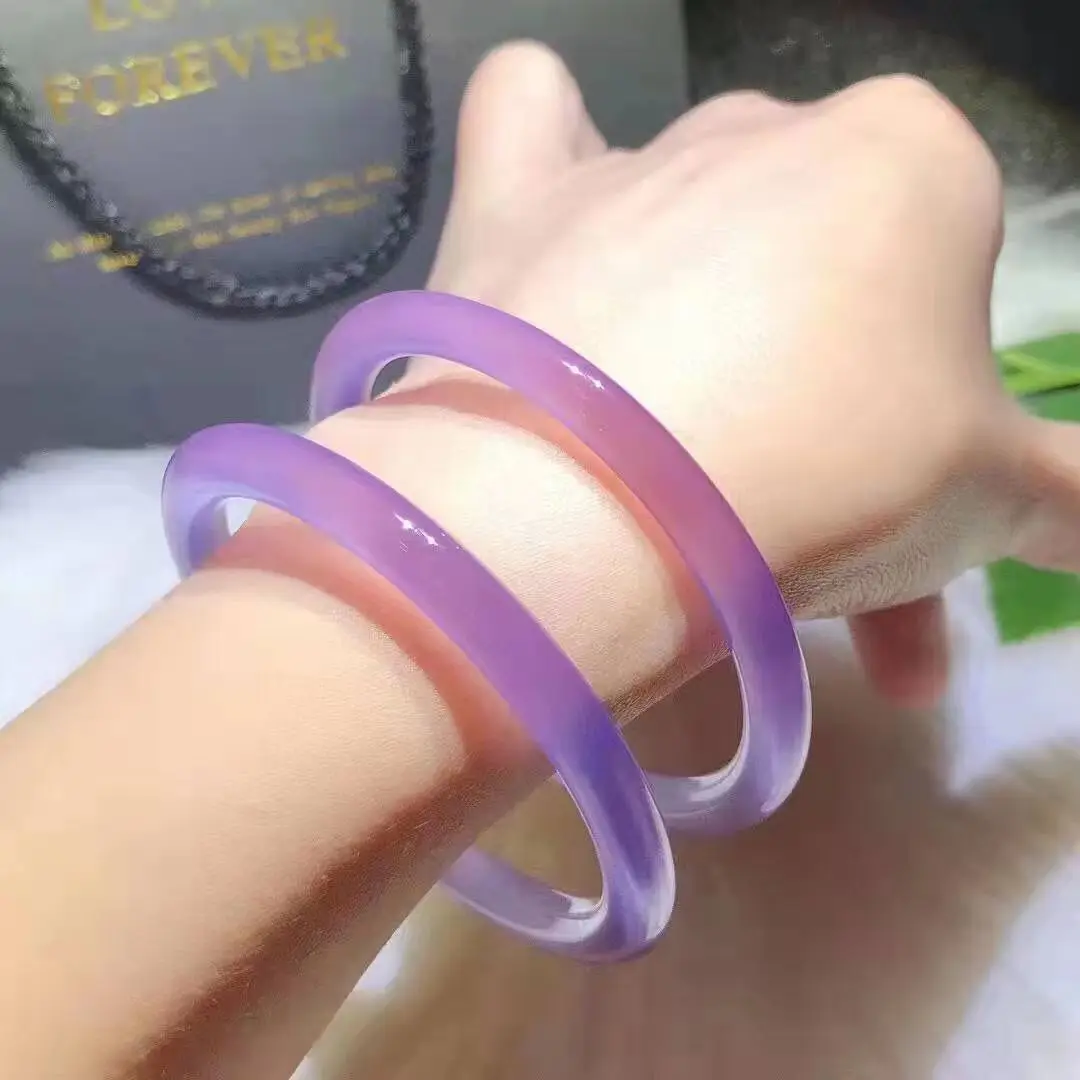 

Natural Stone Purple Jade High Quality Bangle Certified Myanmar Jadeite With Certificate Burma Jades Bangles Women Fine Jewelry