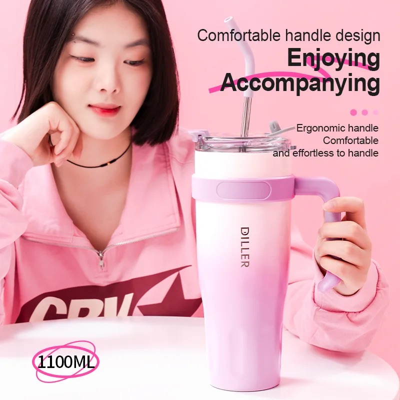 Diller 1100 мл Изолированная термобутылка для воды со льдом из нержавеющей стали 304 с