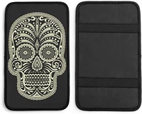 vehicle center console armrest cover pad sugar skull soft comfort car handrail box cushion universal fit for most auto vans s