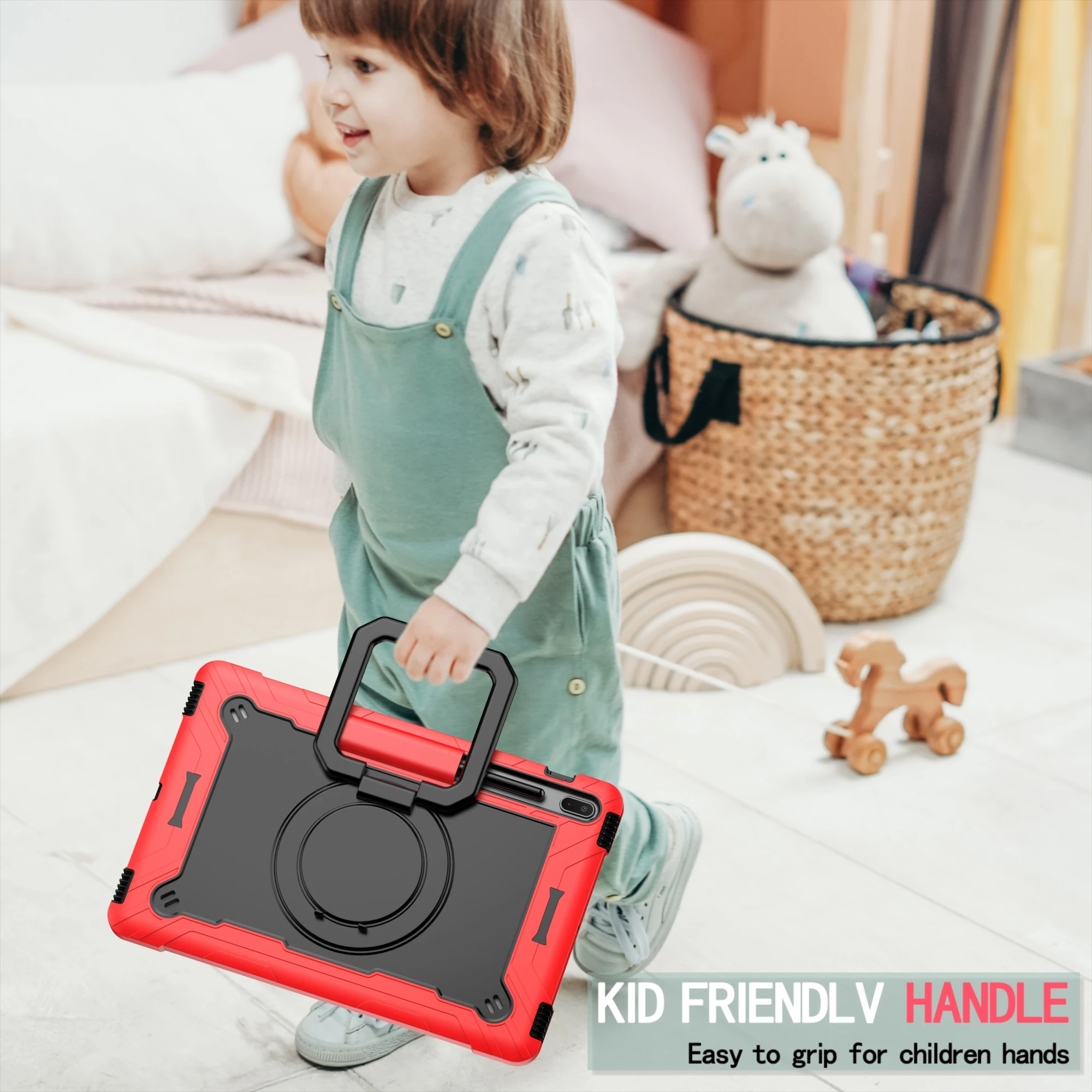 Фото Чехол с ручкой для Samsung Tab S10 S9 S8 S7 Plus FE 12,4 SM-X820 826 X610 616 X810 816 800 806 T730 735 970 975 Вращающаяся крышка №3