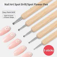 nail art point pen nails tool wave points double head special diamond embellishment beginner dual use drill sticky point 5 packs