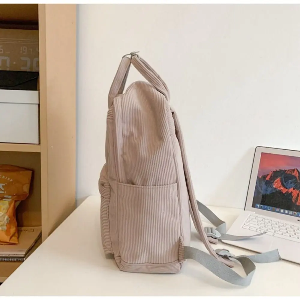 Ins модный студенческий рюкзак простая вельветовая школьная сумка в полоску с