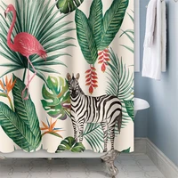 tropical flower leaf bath curtain waterproof shower curtains polyester flamingo animal printed curtain for bathroom home decor