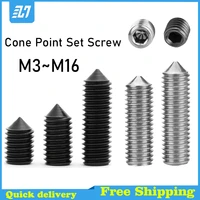 cone point grub set screws bolts allen head socket hex hexagon screw 304 stainless steel black steel m3 m4 m5 m6 m8 m10 m12 m16
