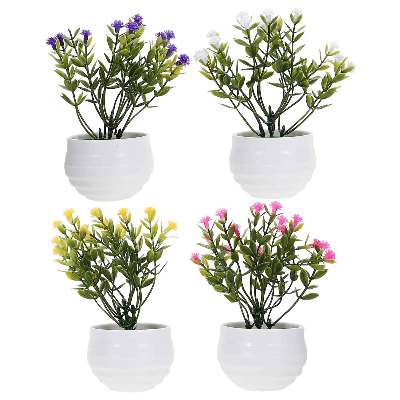 

4 pcs Small Potted Babysbreath Bonsai Fake Potted Flower Photo Prop Mini Potted Model