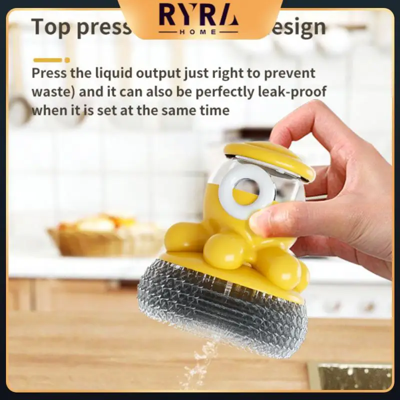 

Dish Cleaning Brushes With Drip Tray Creative Pot Brush Cleaner Refillable Automatic Liquid Kitchen Cleaning Tool Soap Dispenser