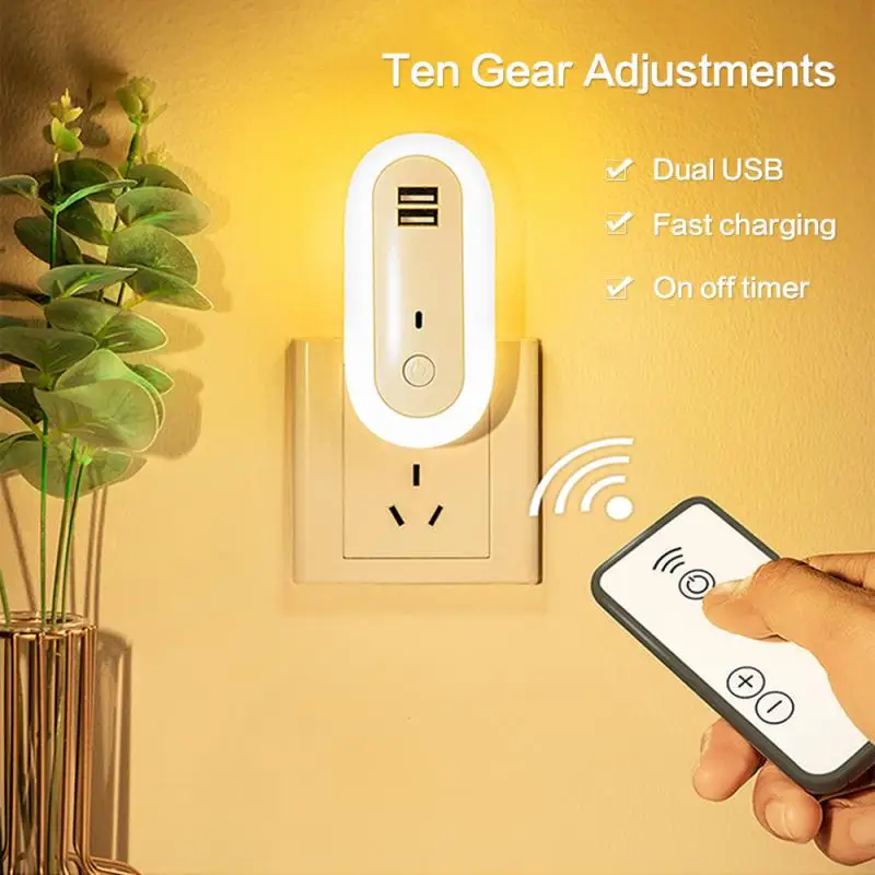 

Night Light Small Exquisite Durable Elliptical Usb Plug Remote Control Bedroom Lamps Wall Lamp Portable Fast Charging Secure