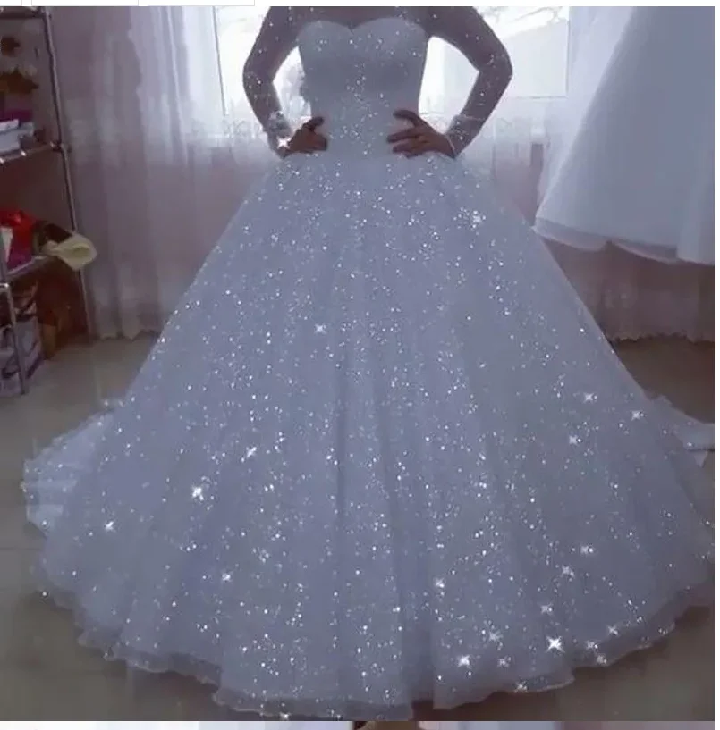 2024 великолепные свадебные платья а-силуэта блестящее женское официальное