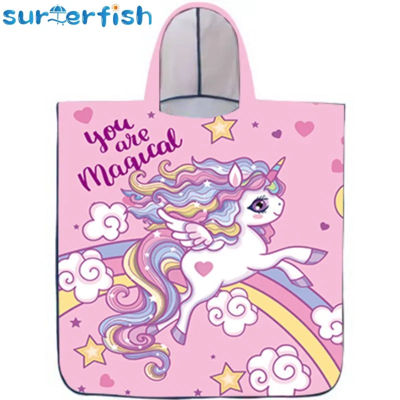 

Мультяшное детское банное полотенце из микрофибры, хлопковое пляжное полотенце с капюшоном, женское полотенце, мягкое пончо, детская одежд...