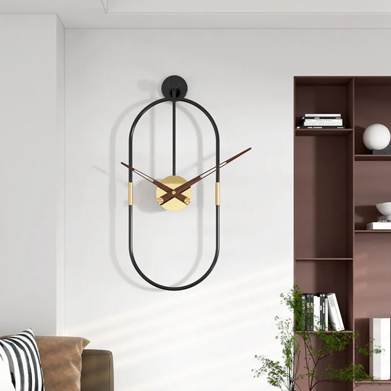 

Modern Simple Wall Clock Oval Design Minimalist Wall Mounted Clocks Metal Hands Silent Bedroom Zegar Scienny House Decoration