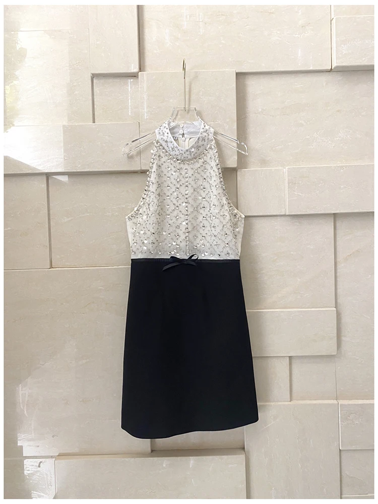 

Новинка 2023, модное Стильное дизайнерское женское платье без рукавов, украшенное бисером