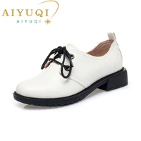 aiyuqi womens loafers large size 2021 new lace up british style girls shoes genuine leather fashion student womens shoes
