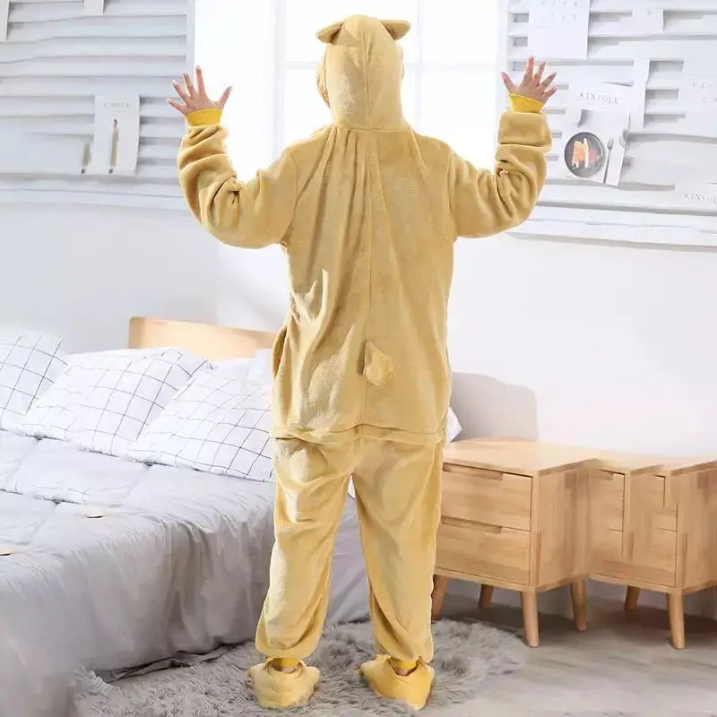 Animal Kigurumi Dog Cartoon Onesie Long Length Women Winter Pajamas Set Adult Men Anime Cosplay Pijama Fleece One-Piece Bodysuit