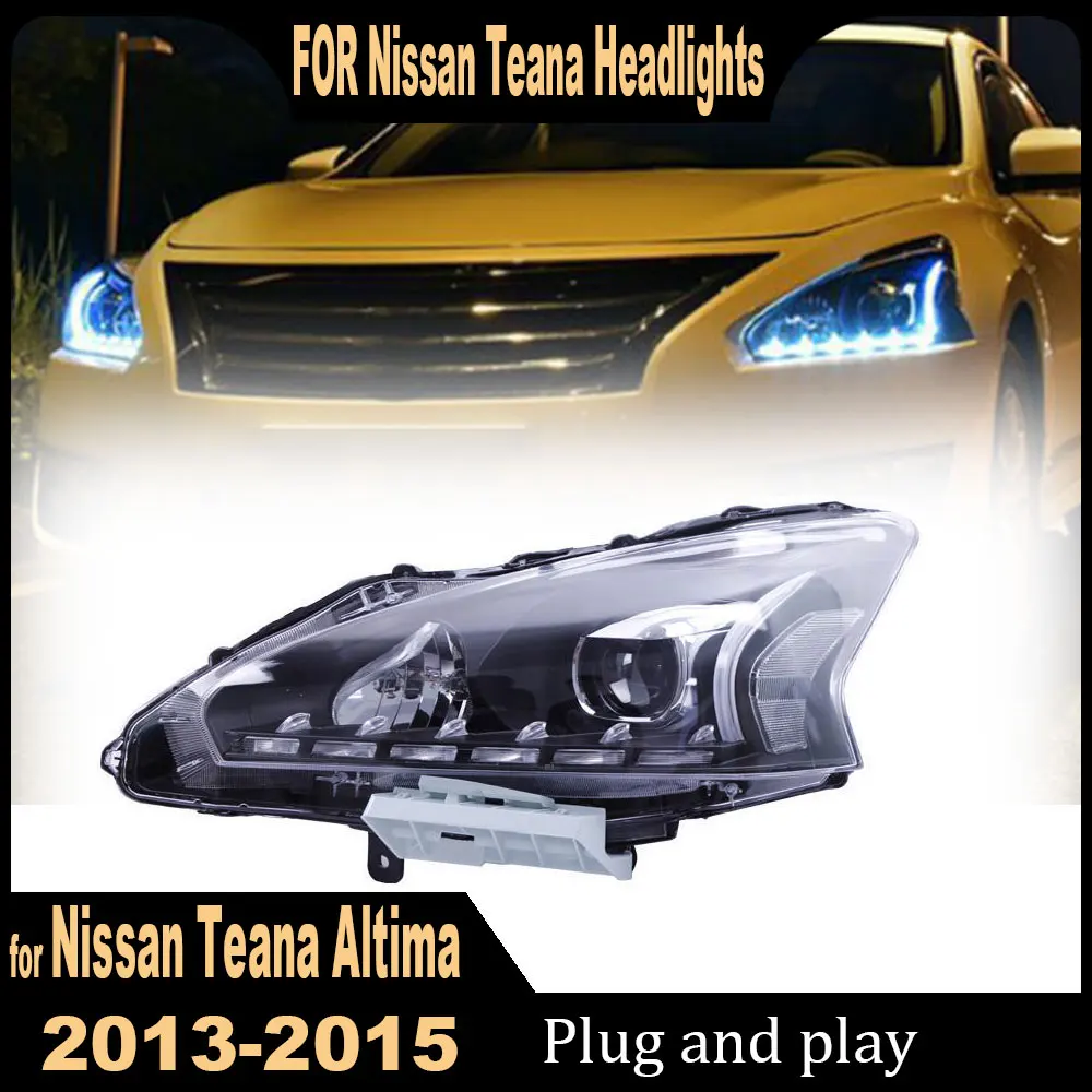 Фото 2 шт. Автомобильная передняя фара для Nissan Teana Altima, светодиодная фара 2013 2014 2015 2016 2017 DRL, ангельские глазки, фары, автоаксессуары №3