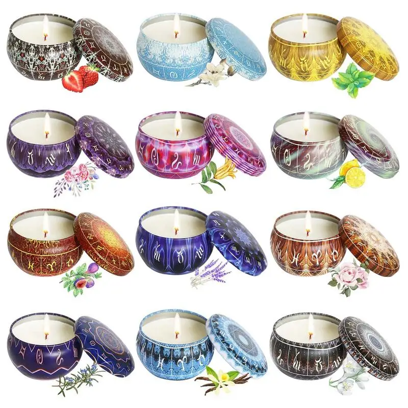 

Scented Candles Gift Set 12 Pieces Candles For Home Scented Aromatherapy Candles Natural Soy Wax Candles Portable Travel Jar