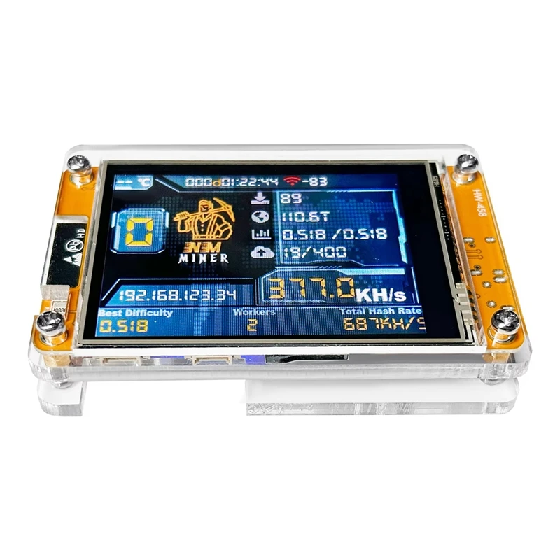 Крипто-майнер NMMiner NerdMiner V2 с хешрейтом 377KHS, ESP32, 2,8-дюймовым смарт-дисплеем для соло-лотереи BTC, ESP32-2432S028R-A07G (art.: 3920dad544be5) - 3920dad544be5