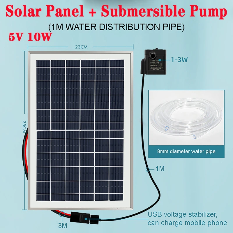 

5V/9V 10W Solar Submersible Pump Kit Fish Pond Fish Tank Filter Oxygenation Outdoor Rockery Flowing Water Pumping Cycle Set