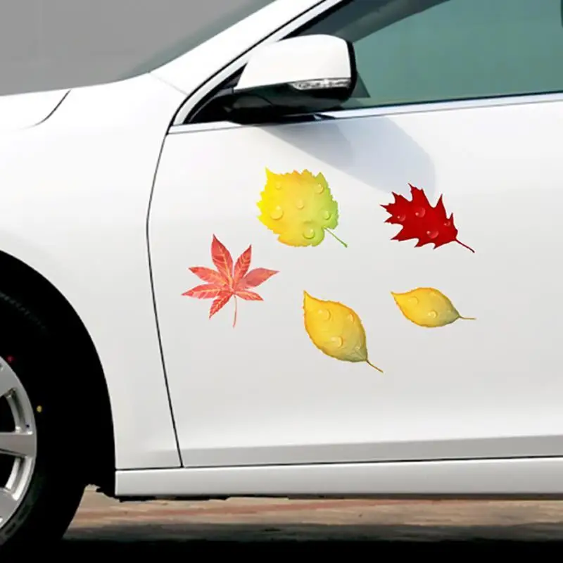 

6 шт., автомобильные наклейки-листья