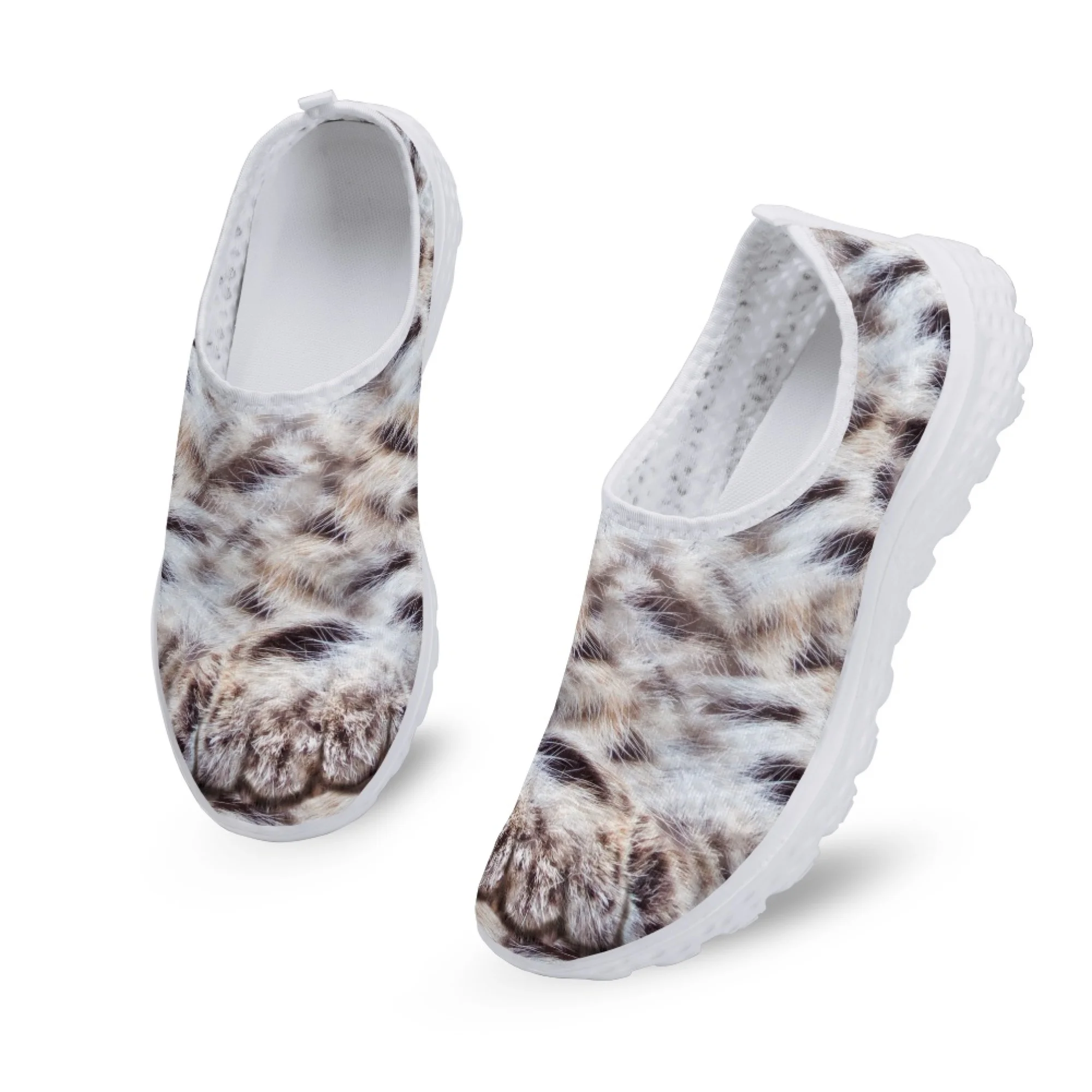 

Модные 3D женские кроссовки Yikeluo на плоской подошве с рисунком животного, легкие лоферы без шнуровки, летние дышащие сетчатые кроссовки