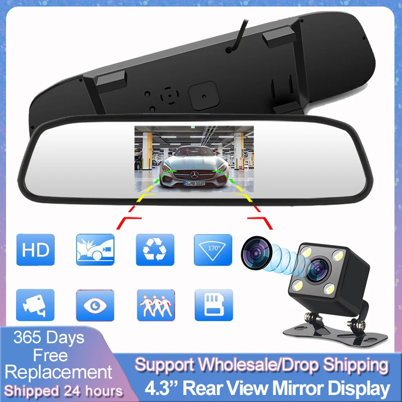 Автомобильное зеркало заднего вида HD монитор 4 3 дюйма CCD видео Система помощи при