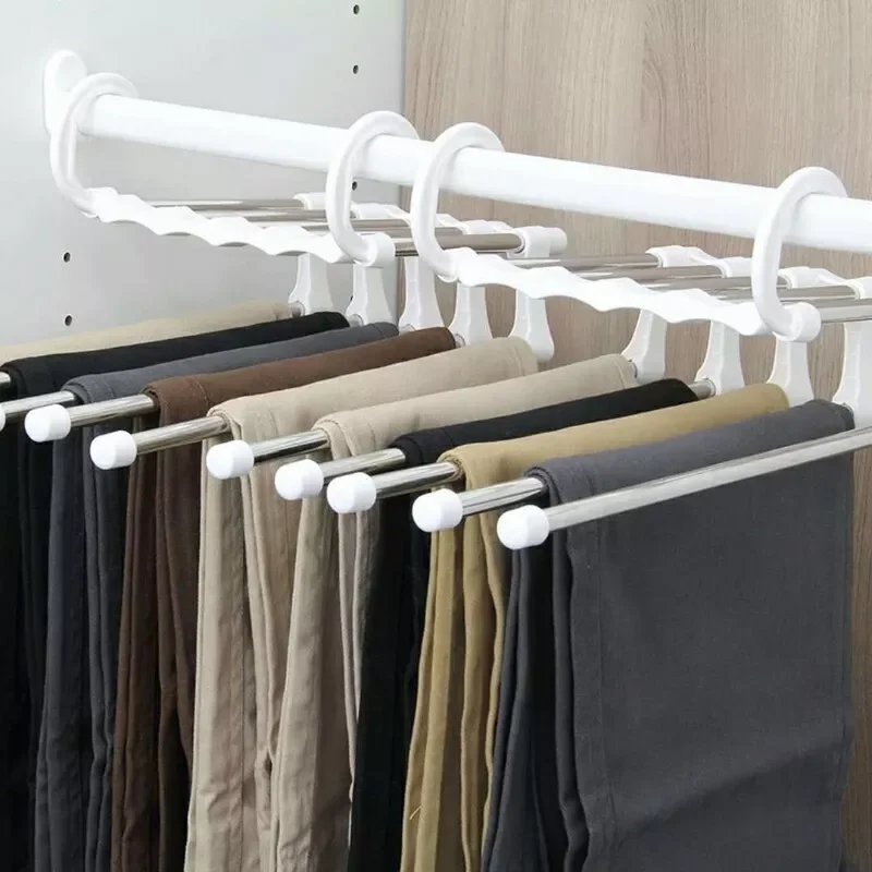 

5-in-1 Multifunctional Clothes Rack Closet Organizer Space Saving Hanger Portable Stainless Steel Hanger for Clothes Storage