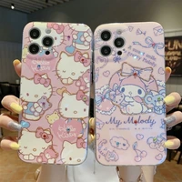 hello kitty cute cartoon phone cases for iphone 13 12 11 pro max xr xs max 8 x 7 soft silicone luxury for women girls case