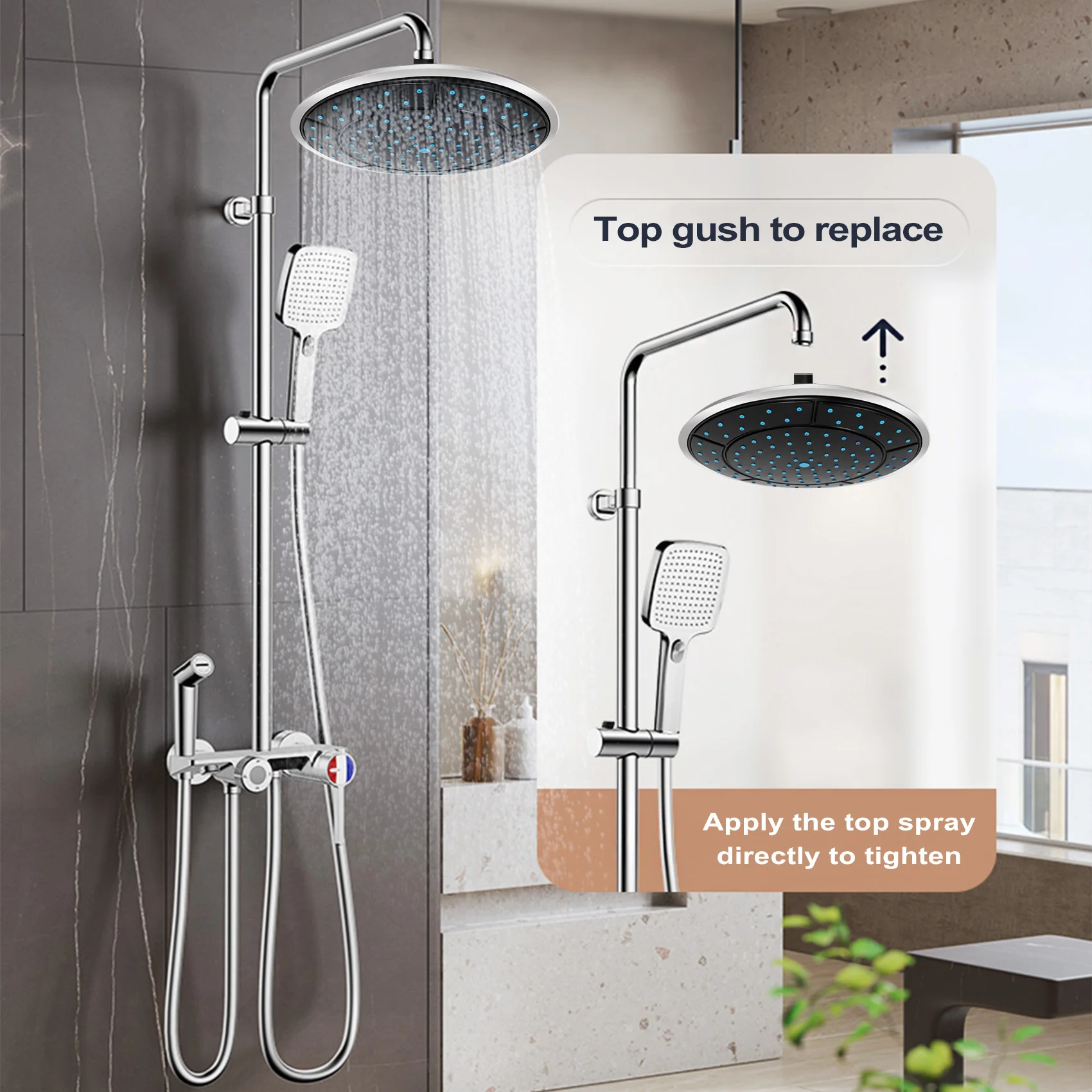 

1Pcs 25Cm Plastic Round Shape Rainfall Powered Shower Room Top Shower Roof Head Nozzle Cabin Accessories