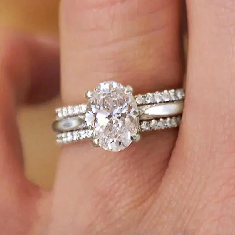 2024 Новое высококачественное кольцо с четырьмя когтями инкрустированное тремя