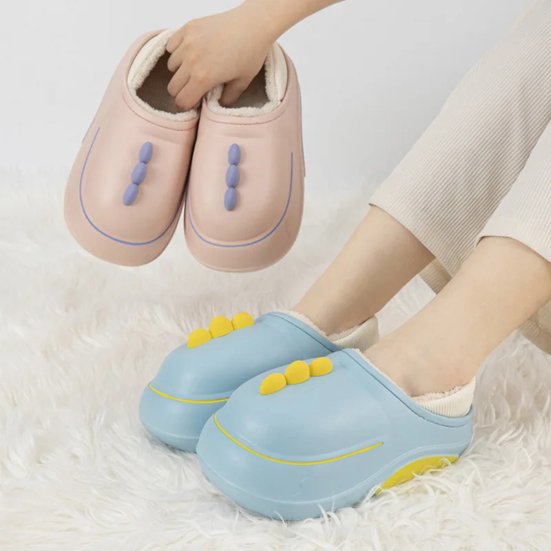Winter Women'S Plush Shoes Cartoon Dinosaur Funny Slides Fashion Warm Home Shoes Furry Sandals Sneakers Light Sports Slippers